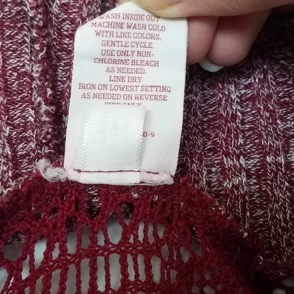 Arizona Jeans Burgundy Red Hoodie Sweater w/ Lace - Picture 6 of 6